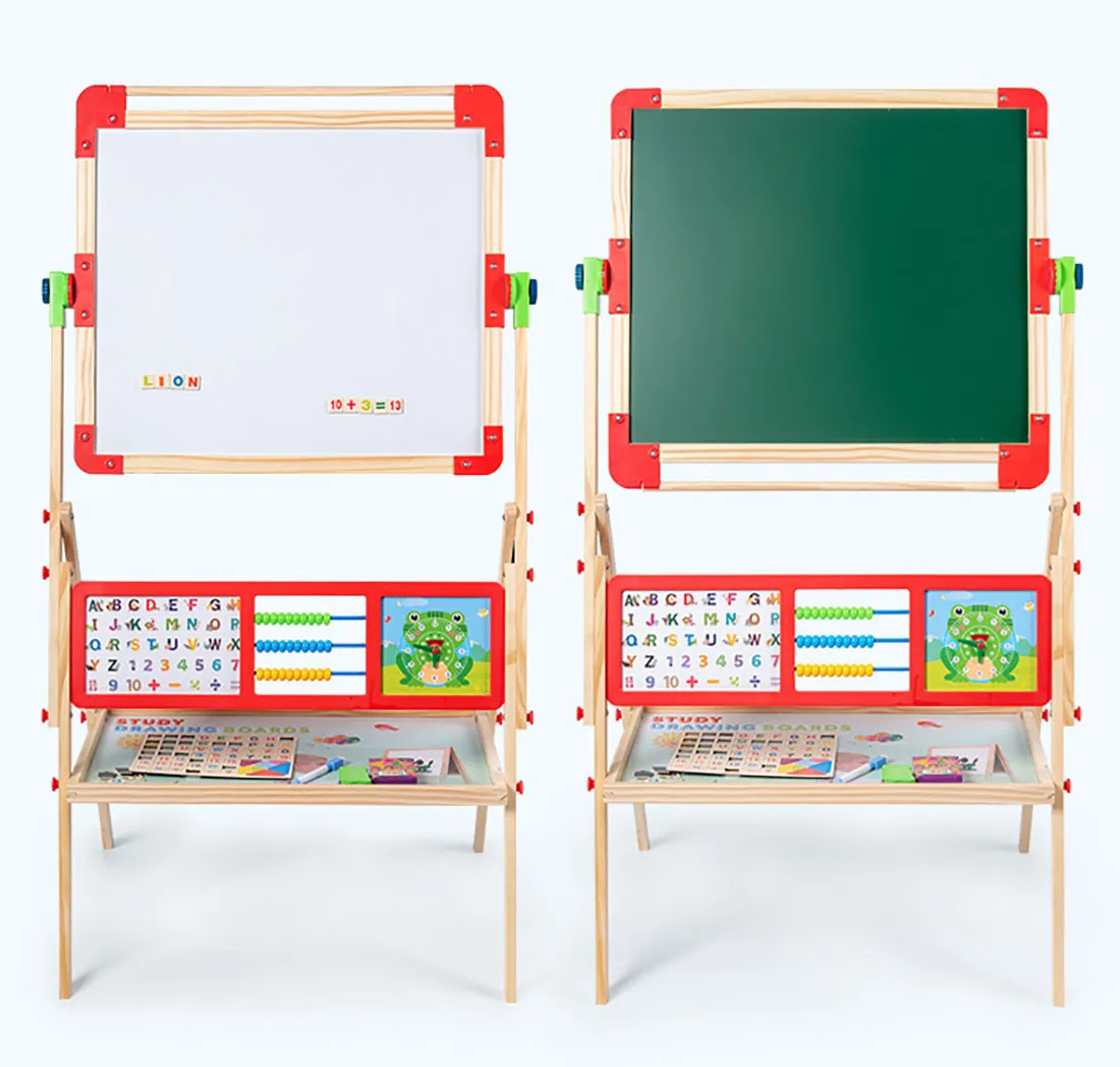 5 in 1 Kids Easel Art Children Whiteboard Blackboard Stand Wood Magnetic Drawing Board