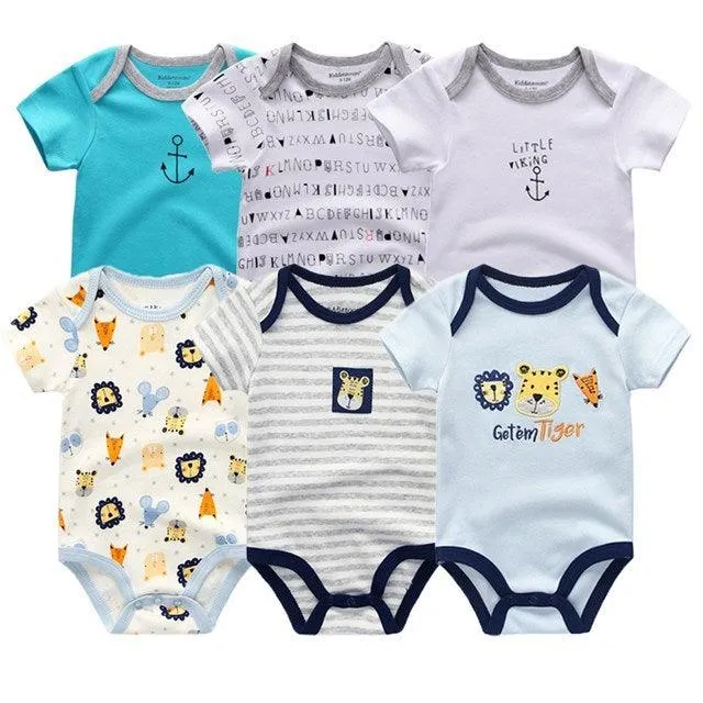 6pcs/lot Baby Bodysuit Fashion body Suits Short Sleeve Newborn Infant Jumpsuit Cartoon kids baby girl clothes