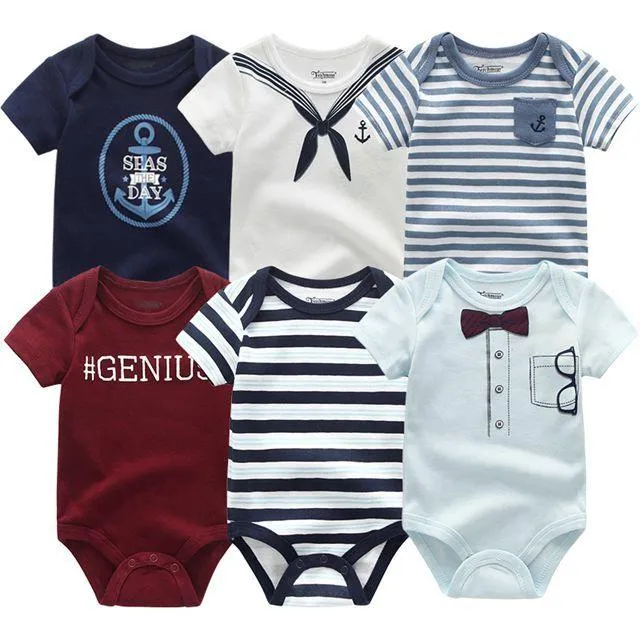 6pcs/lot Baby Bodysuit Fashion body Suits Short Sleeve Newborn Infant Jumpsuit Cartoon kids baby girl clothes