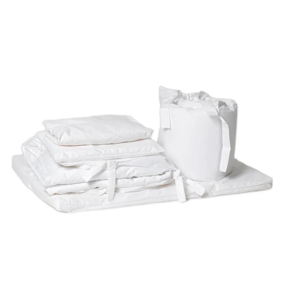 9 Piece Cot Bedding Set (Large Change Mat) - White