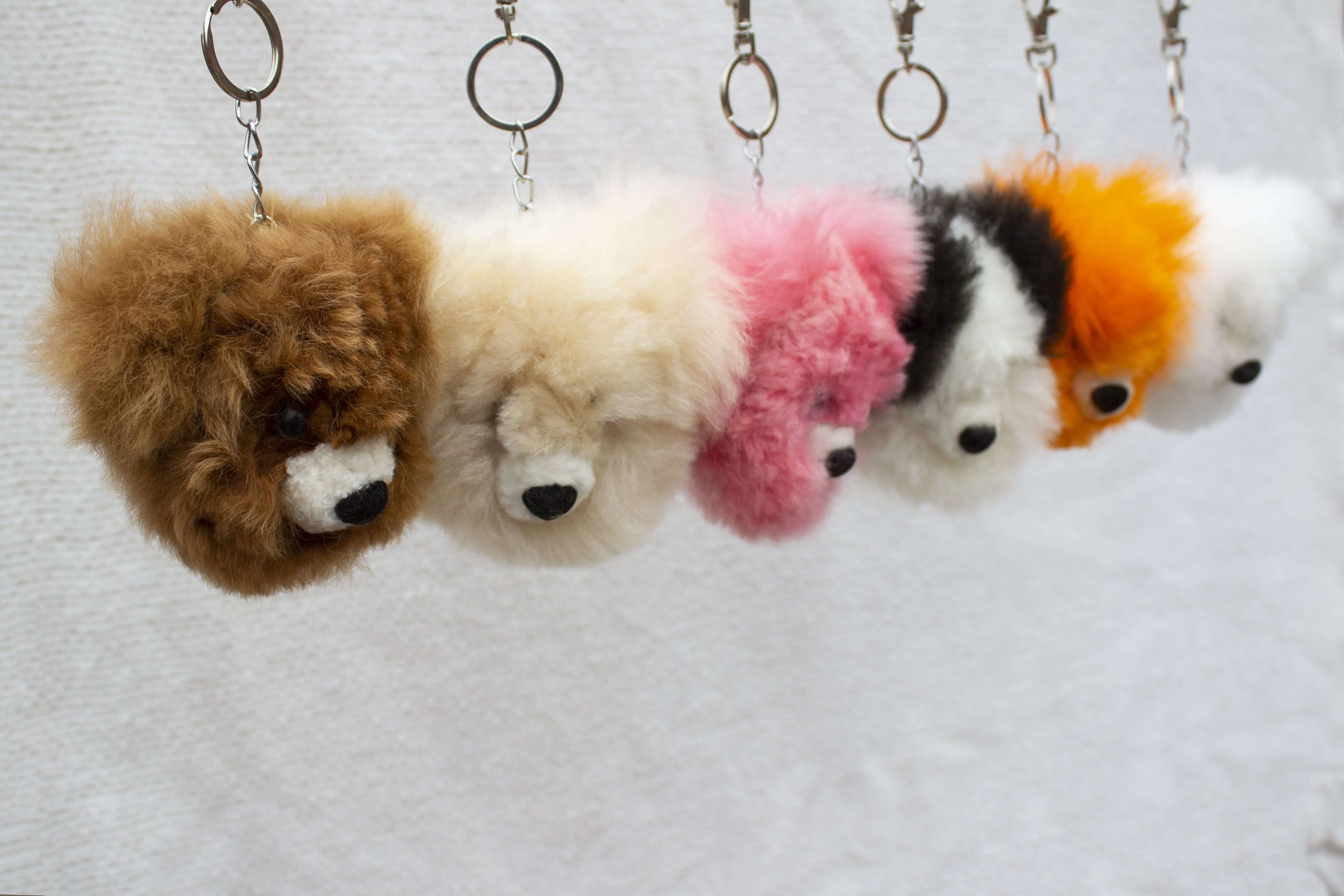 Alpaca Fur Keychain Orange Bear