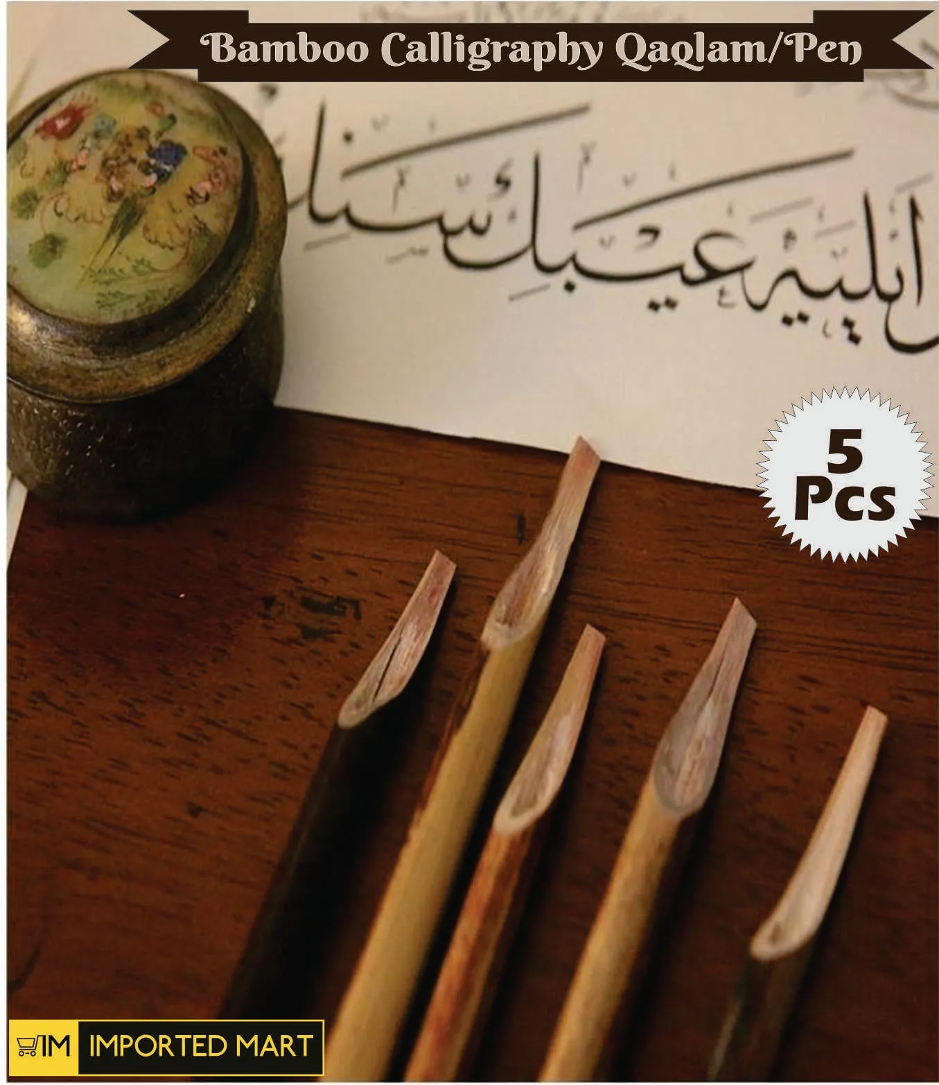 Arabic Urdu Calligraphy Bamboo Qalam (Pen) 5 Qalam/Pack