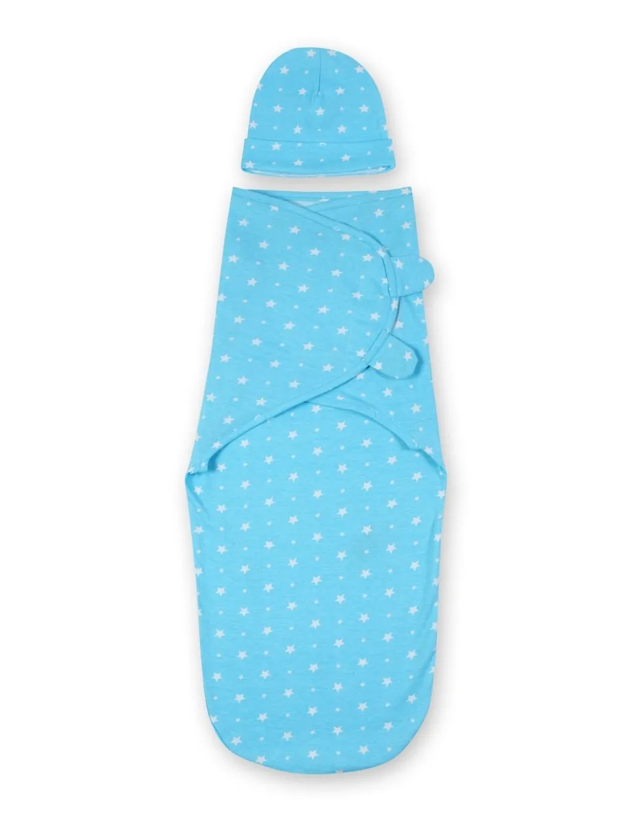 Baby Swaddle Combo- Blue & Pink Star