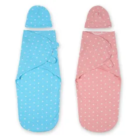 Baby Swaddle Combo- Blue & Pink Star