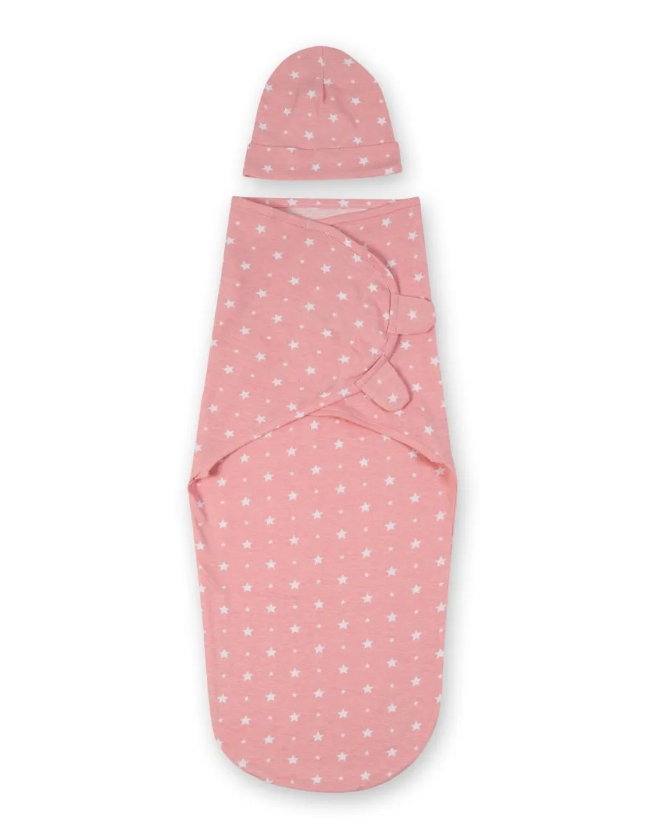 Baby Swaddle Combo- Blue & Pink Star