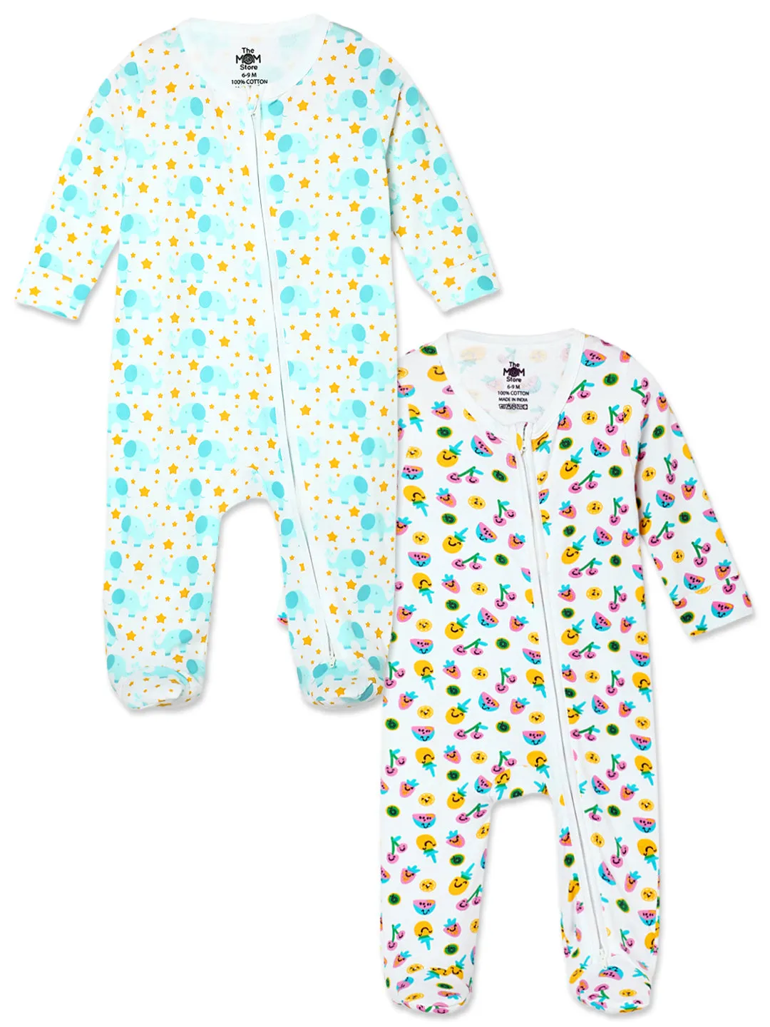 Baby Zipper Romper Combo of 2: Elephantastic-Berry Bites