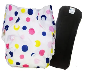 Babymoon 1 Cloth Diaper with 5Layers Grey Insert Premium Adjustable Reusable Cloth Diaper (Pink Polka Dots)