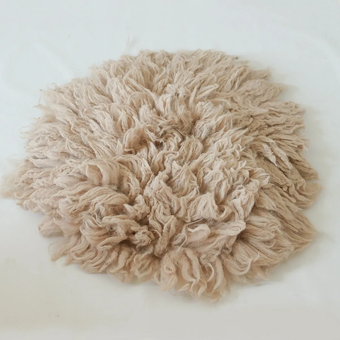 Babymoon 30CM | Round Wool Flokati Fur Blanket | Photoshoot Props | Off White