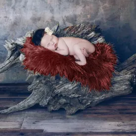 Babymoon Baby Kids Photoshoot Fur Blanket Props | Maroon