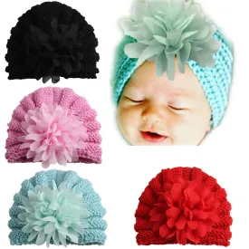 Babymoon Knit Flower Cap Newborn Photography Crochet Outfit Costume - Red