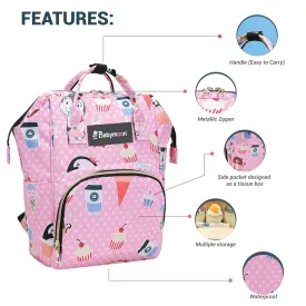 Babymoon Mother Diaper Bag Lightweight Multifunctional Travel Unisex Diaper Backpack - Pink Icecream