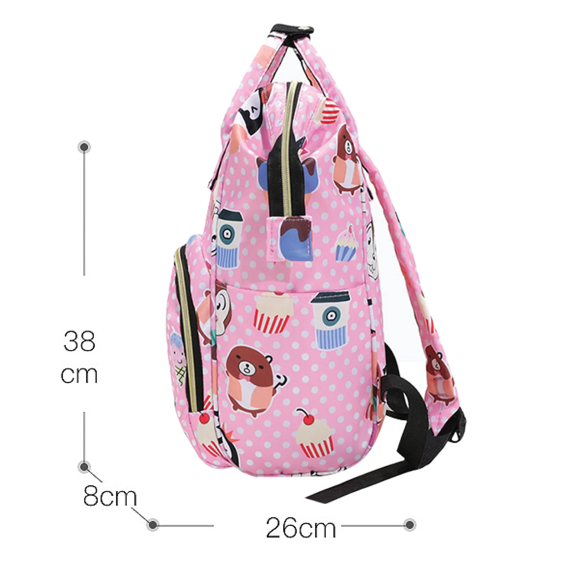 Babymoon Mother Diaper Bag Lightweight Multifunctional Travel Unisex Diaper Backpack - Pink Icecream