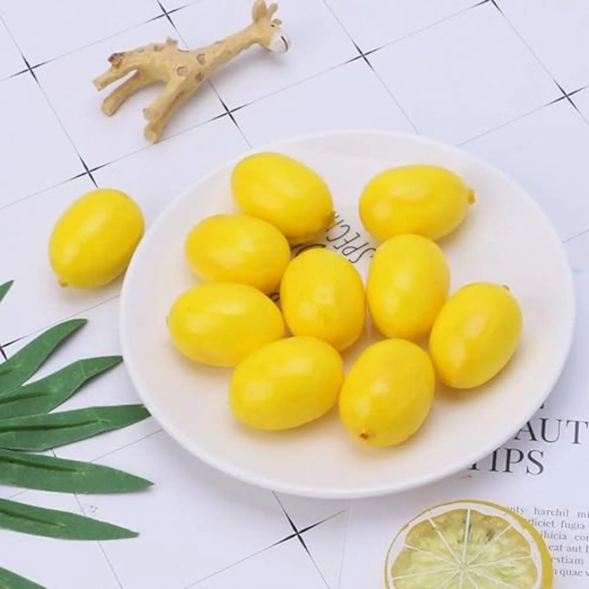 Babymoon Plastic Artificial Lemon's | Decorative Add-ons | Photography Props | Set of 20