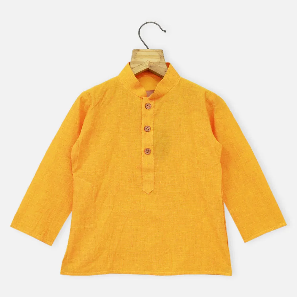 Bandhani Nehru Jacket With Yellow Kurta & Dhoti