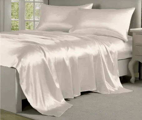 Bella & Whistles Satin Charmeuse Sheet Set Ivory - King