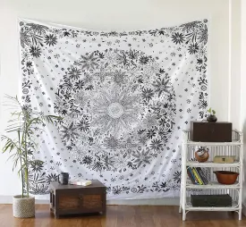 Black and White Medallion Tapestry