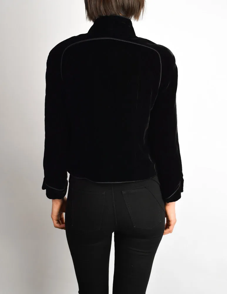 Chanel Vintage Cropped Black Velvet Jacket