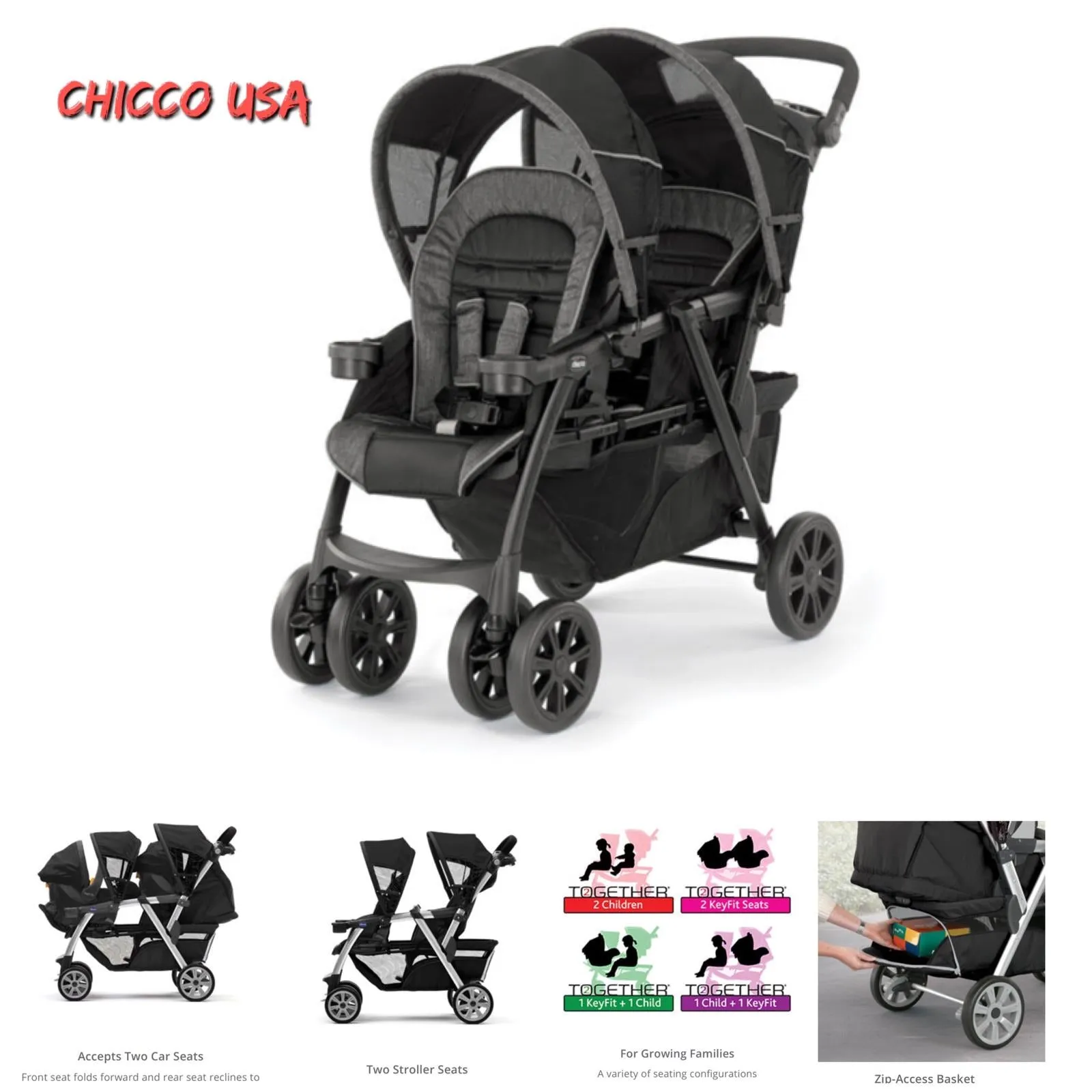 Chicco Cortina Together Double Stroller - Minerale