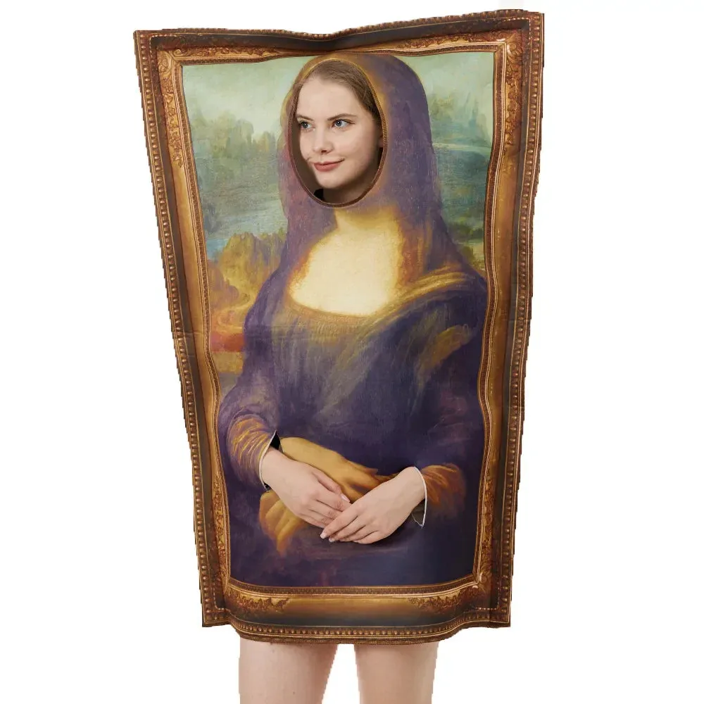 Cosplay Funny Mural Chic Frock Classic Sponge Carnival Mona Lisa Outfit