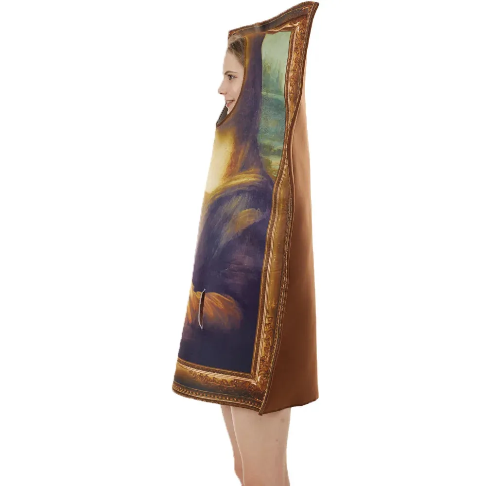 Cosplay Funny Mural Chic Frock Classic Sponge Carnival Mona Lisa Outfit