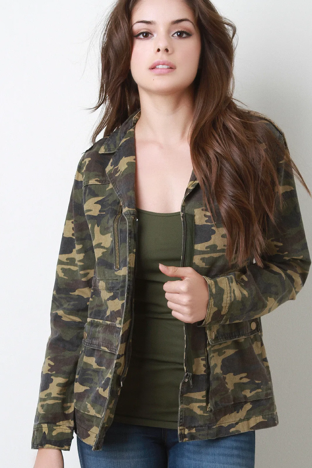 Double Pocket Camouflage Utility Jacket