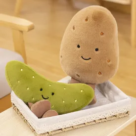 ELAINREN Cute Potato and Cucumber Stuffed Food Toy Kawaii Potato Plush Squishy Food Cucumber Pillow/26cm