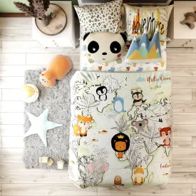 Fancy Fluff Kids Single Bedsheet Set- Animal Planet