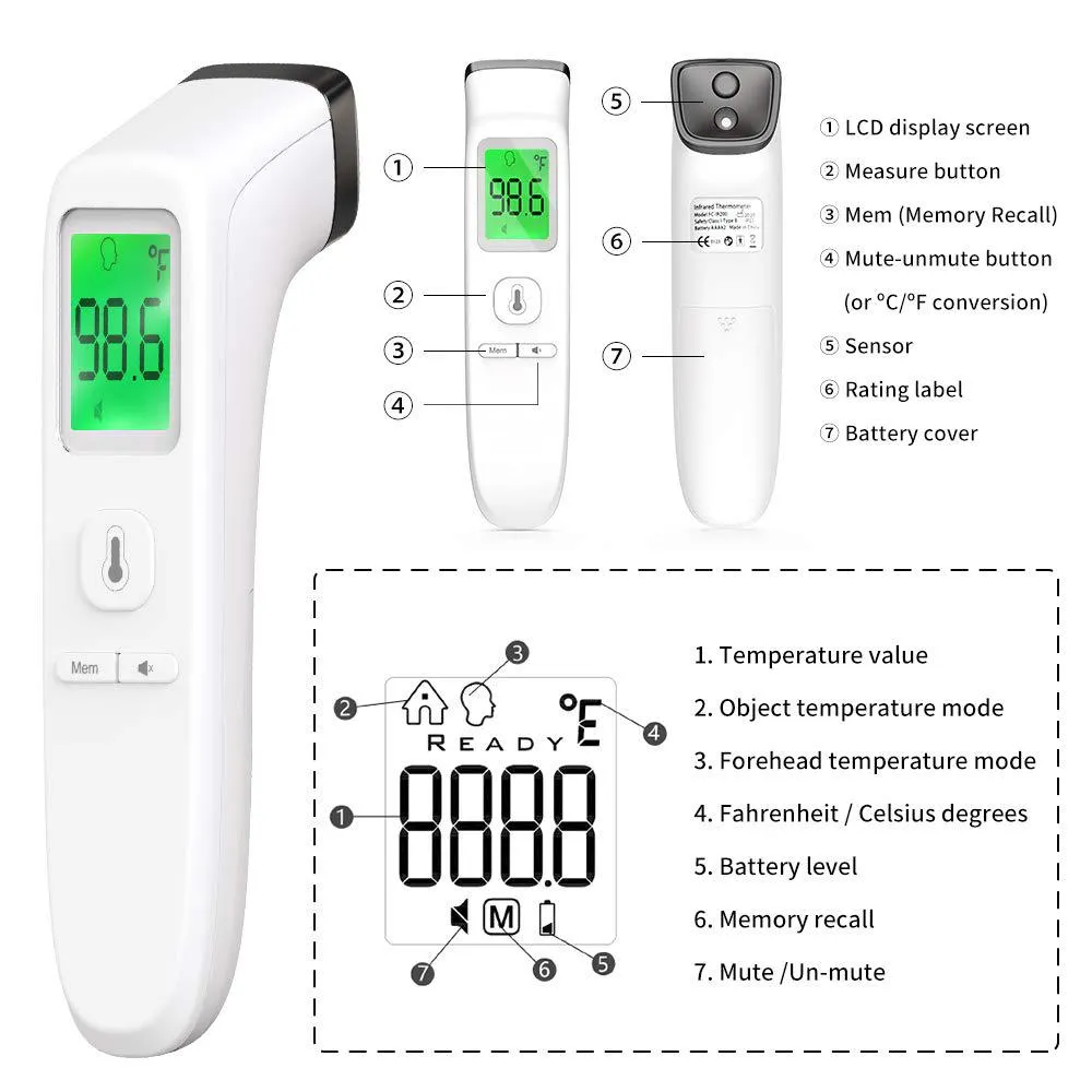 Forehead Thermometer Non-Contact Infrared Thermometer FC-IR200