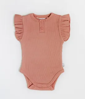 Girl's Organic-cotton Rose Pink Bodysuit (short-sleeved)