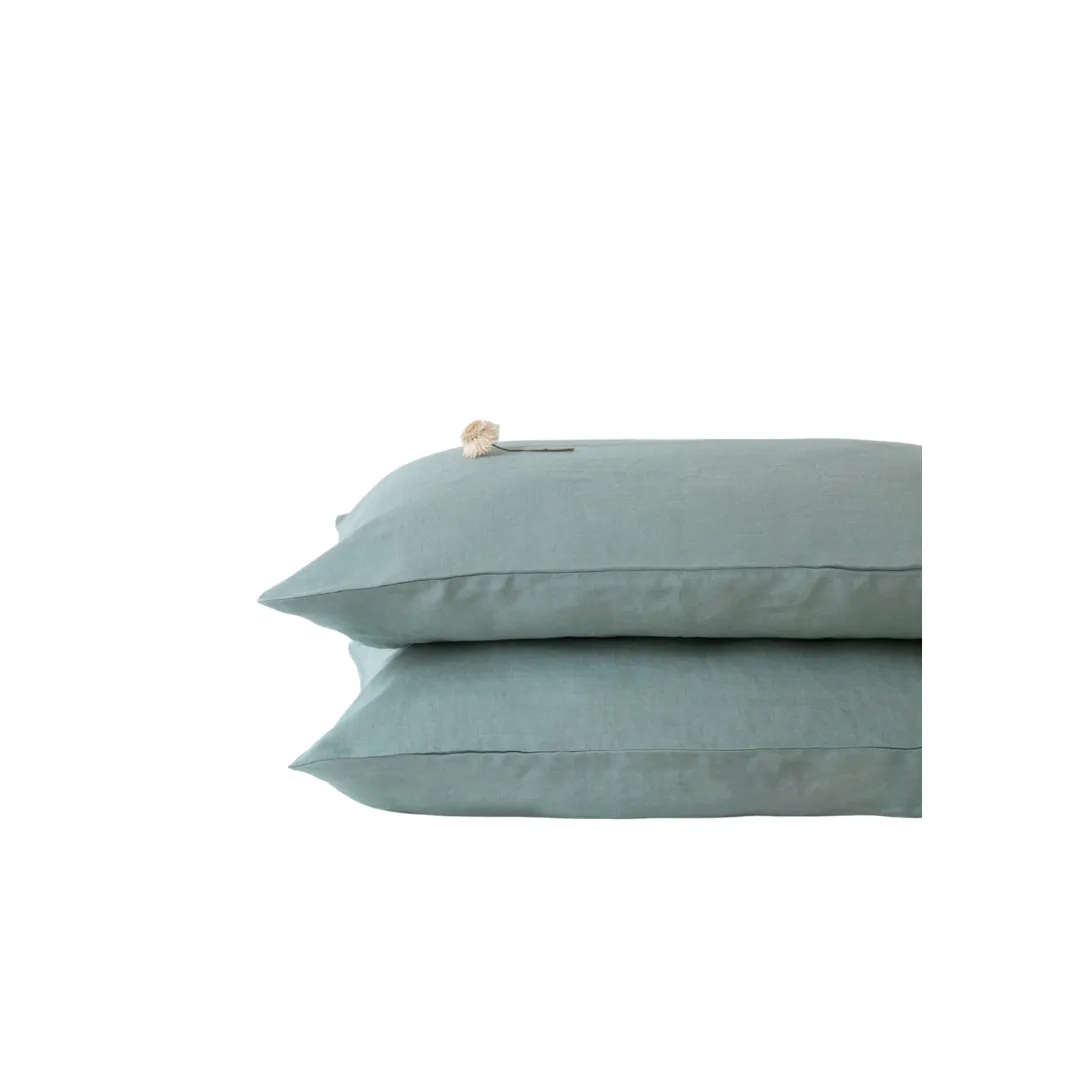 Green Milieu Linen Pillowcase