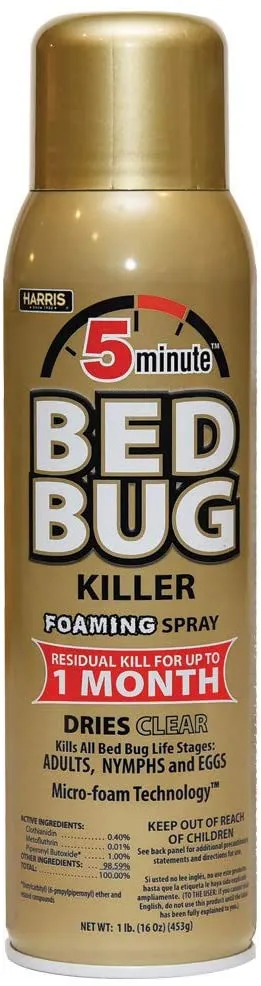 Harris 5 Minute Bed Bug Killer, Foaming Spray (16 oz)