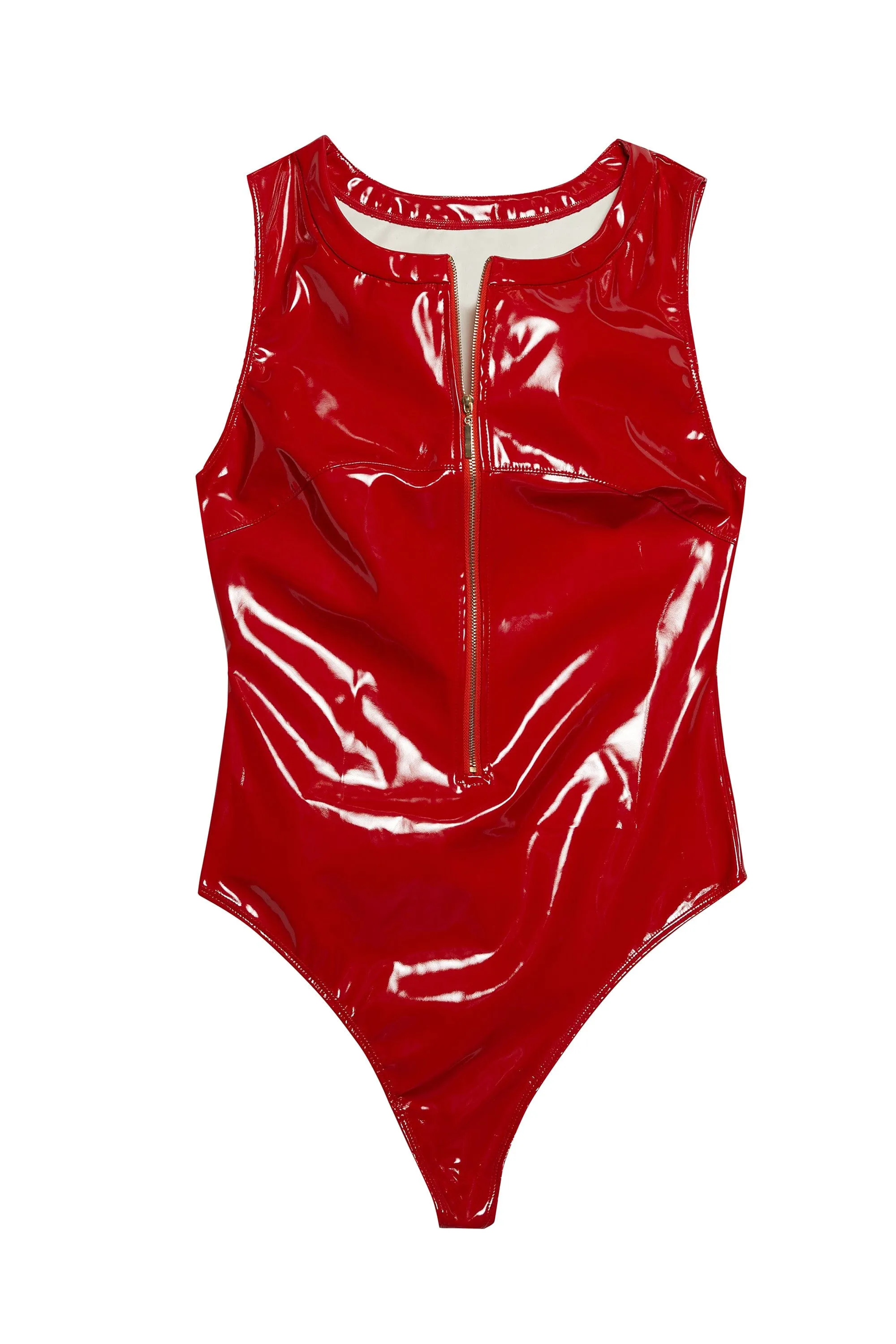 Hustler Maxine Red PVC Zip Front Body