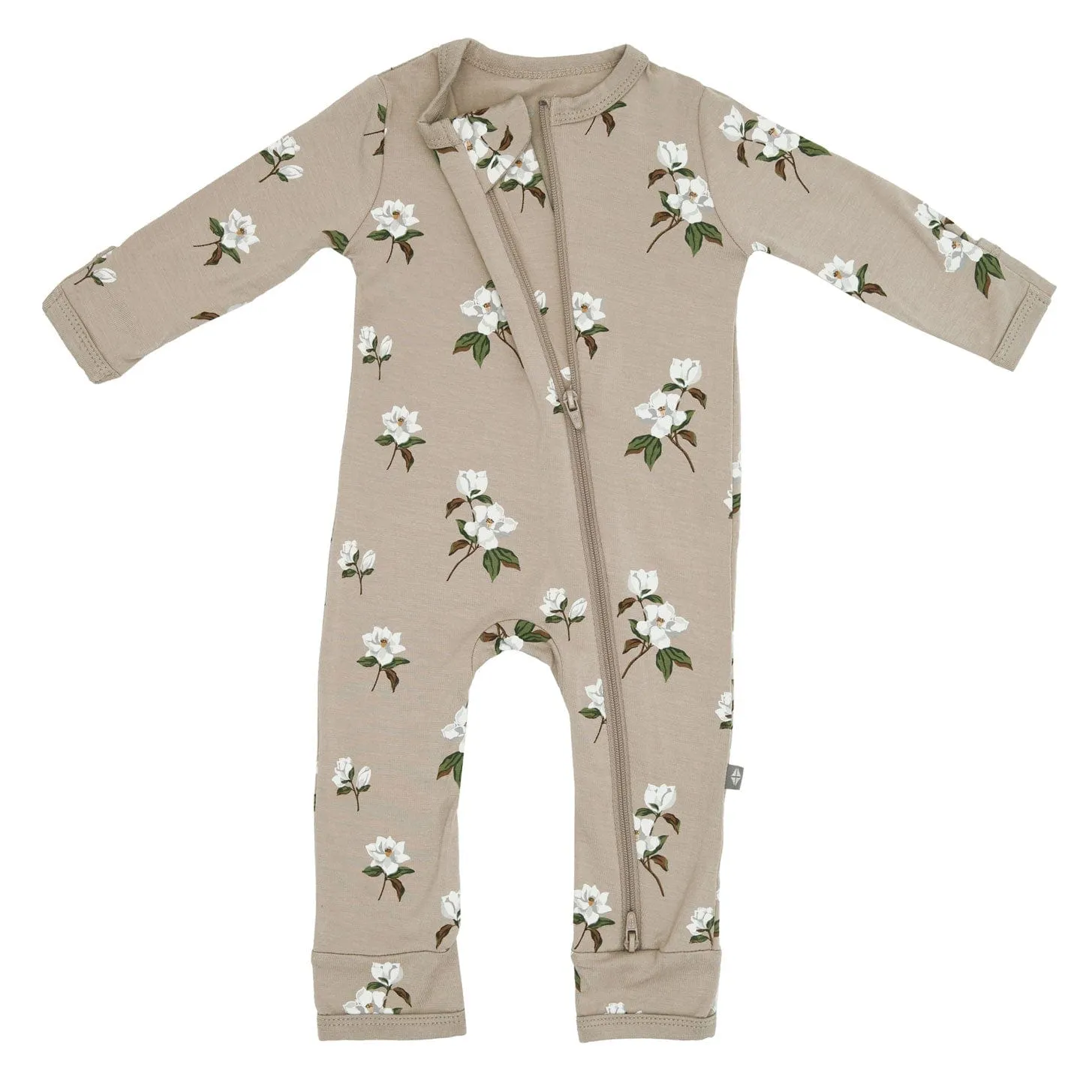 Kyte Baby Zippered Romper | Small Khaki Magnolia