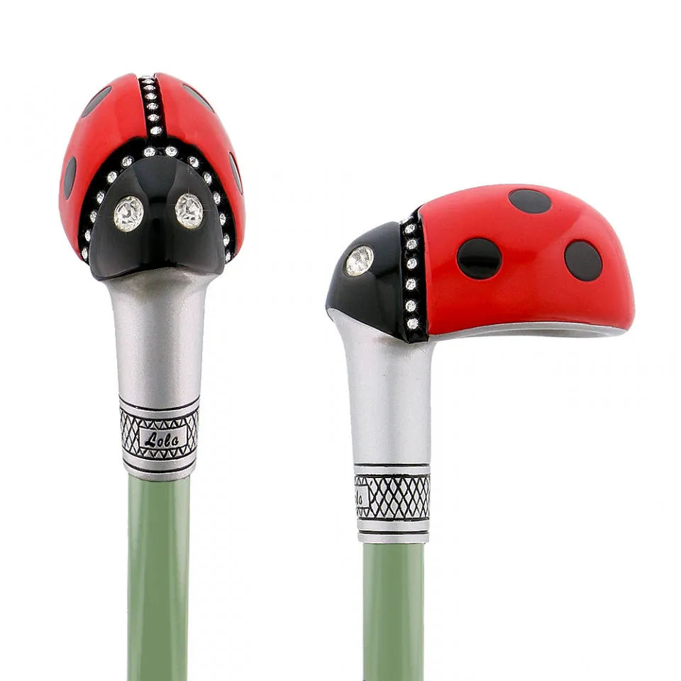 Lady Bug Lola Signature Carbon Fiber Walking Cane - 1 Sage Green Shaft