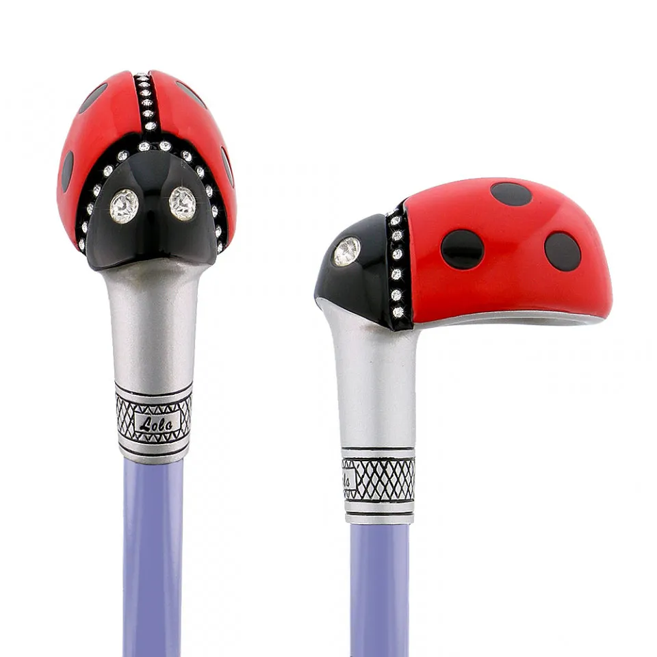 Lady Bug Lola Signature Carbon Fiber Walking Cane - 1 Violet Shaft