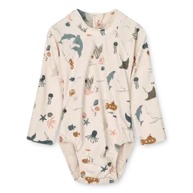 Liewood Maxime Baby Swimsuit with Longsleeve | Sea Creature /Sandy