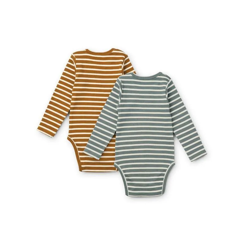 Liewood Yanni Body Longsleeve 2-pack | Stripe Blue Fog Multi Mix