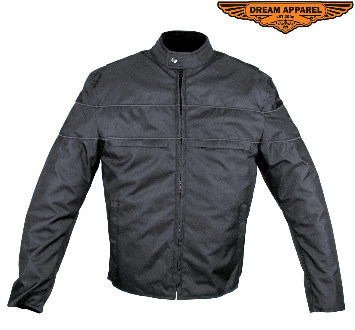 Men's Black Textile Racer Style Jacket