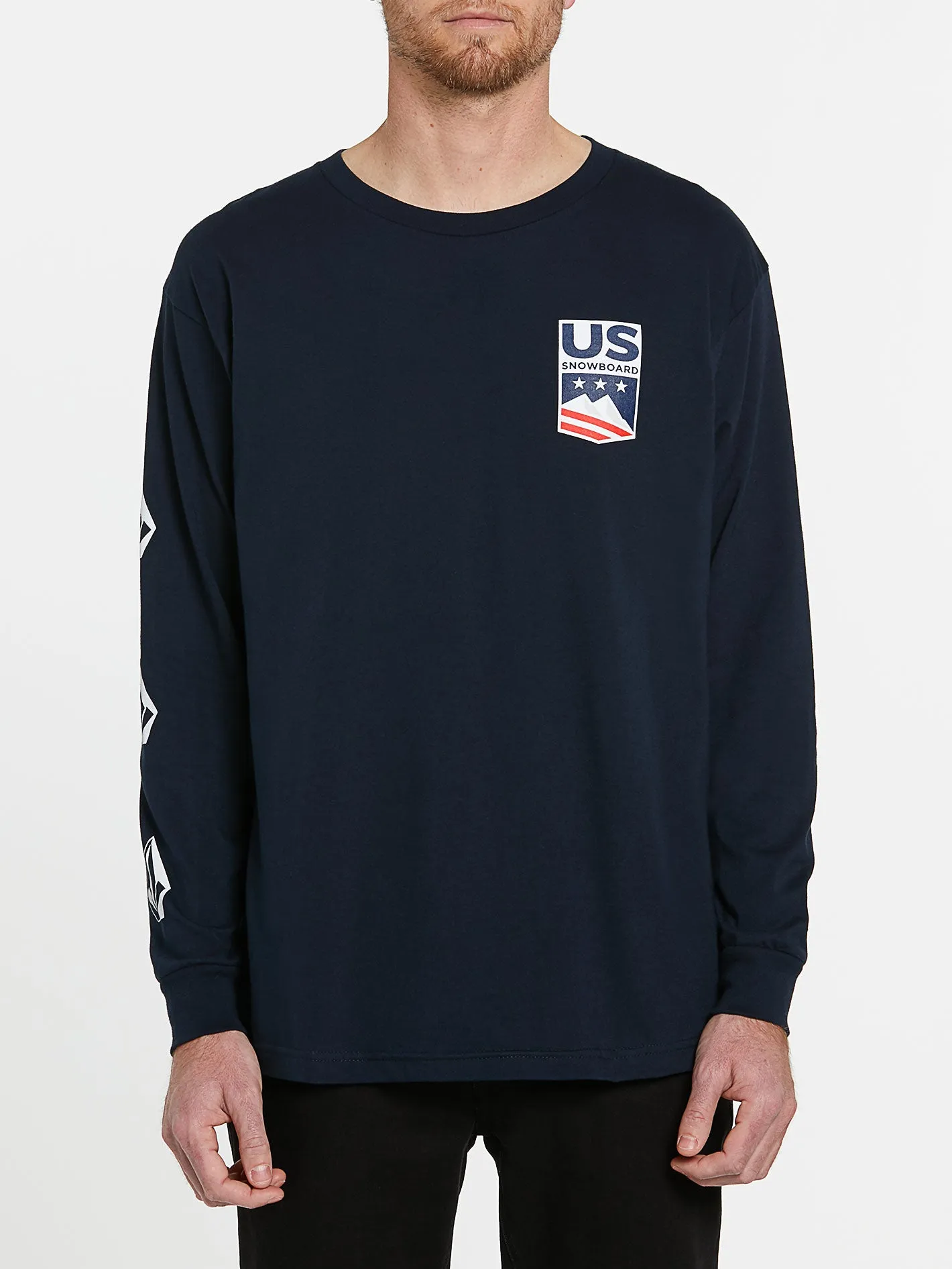 Mens USA Deadly Stones Long Sleeve Tee - Navy