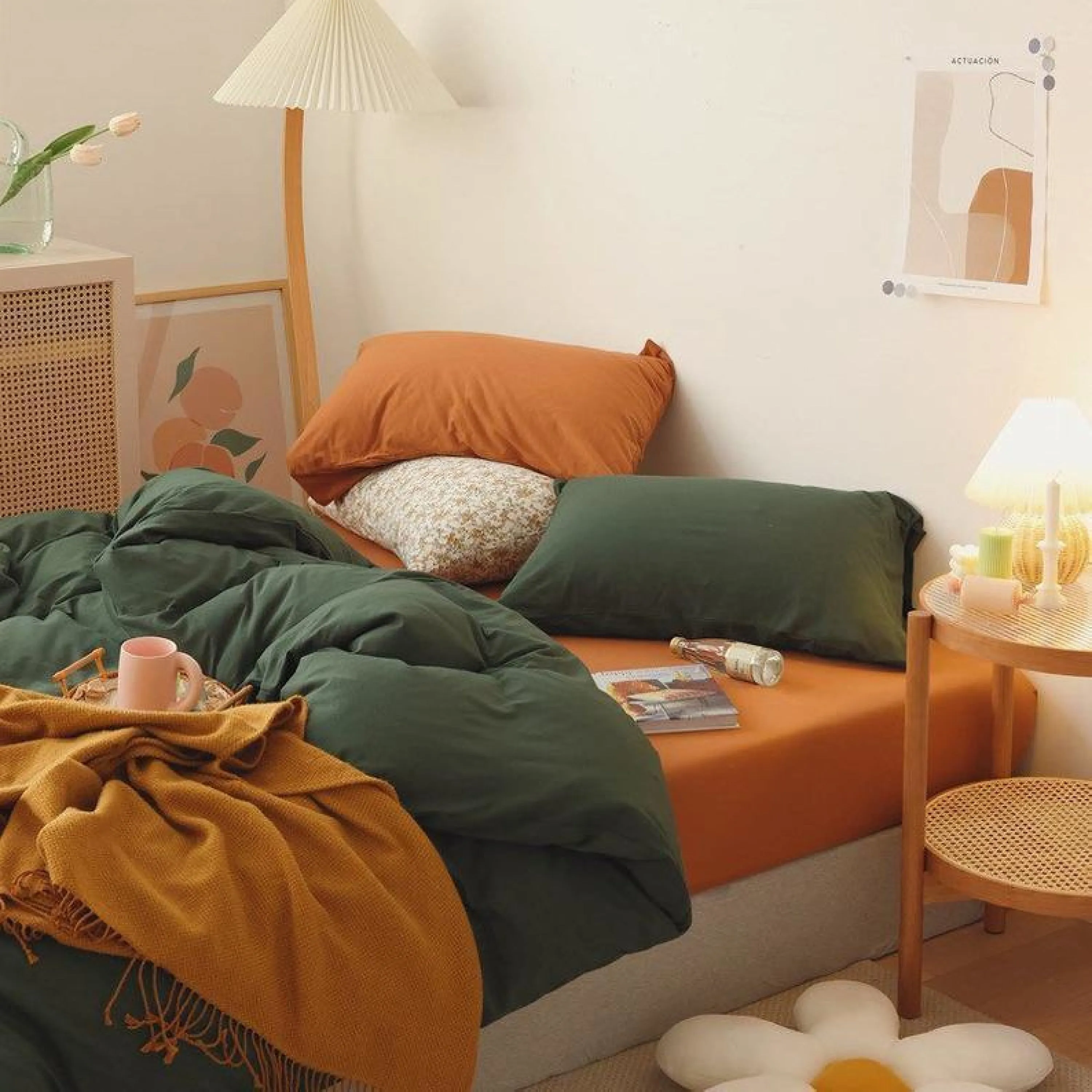 Mixed Color Bedding Set / Green   Orange