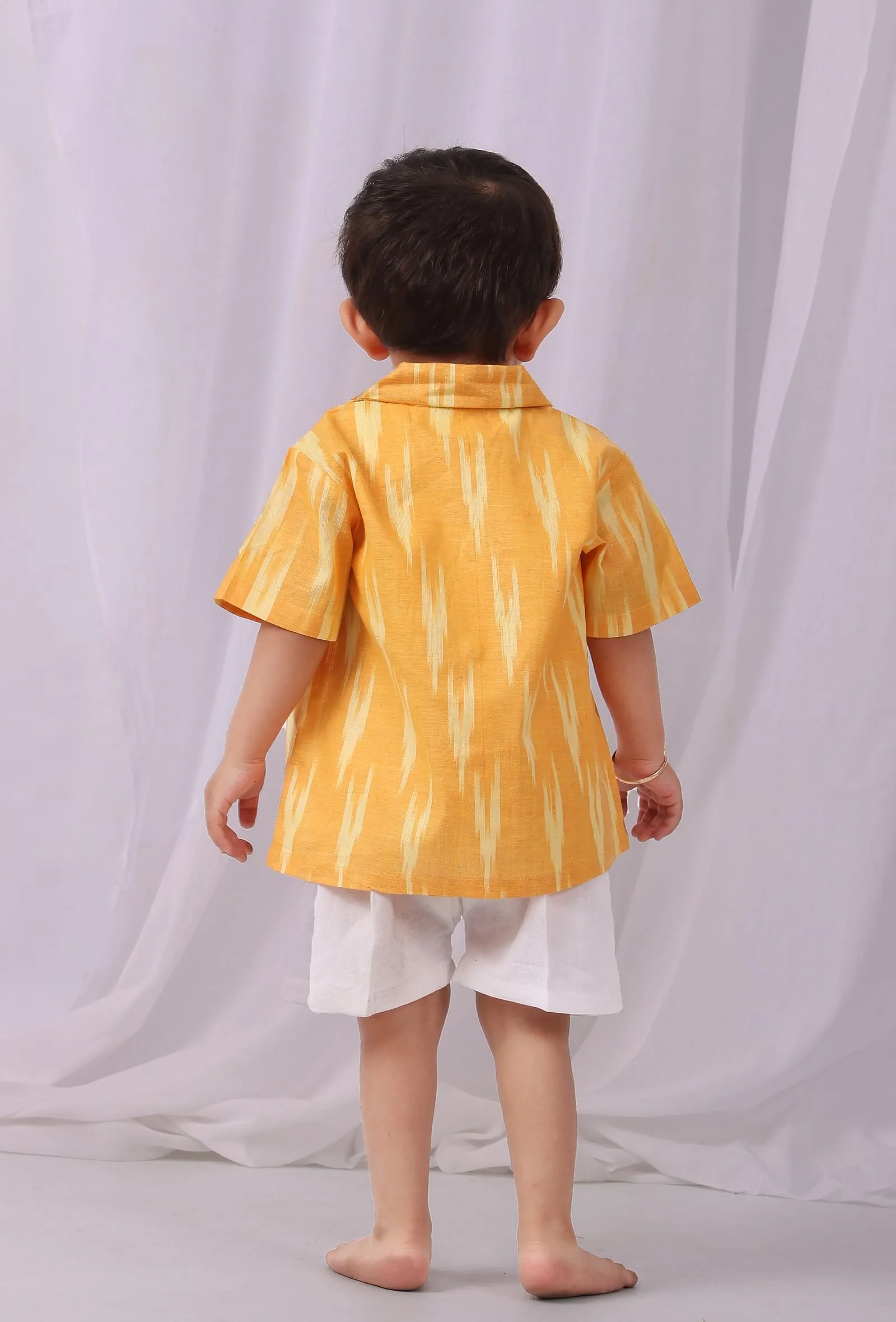 Mustard Yellow Ikat Half Sleeves Shirt