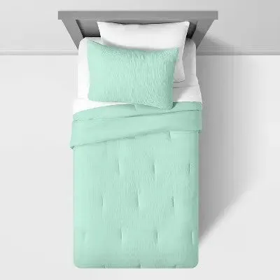 New - Twin Seersucker Comforter Set Mint - Pillowfort