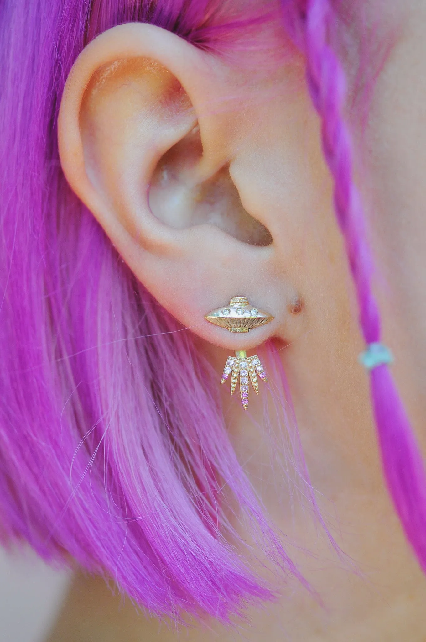 Ombre Tender Abduction UFO Earring