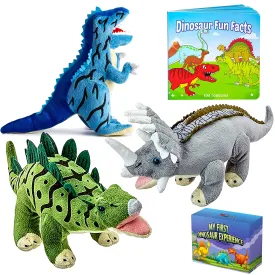 Plush Dinosaur Stuffed Animal Set of 3 Dinosaurs with Board