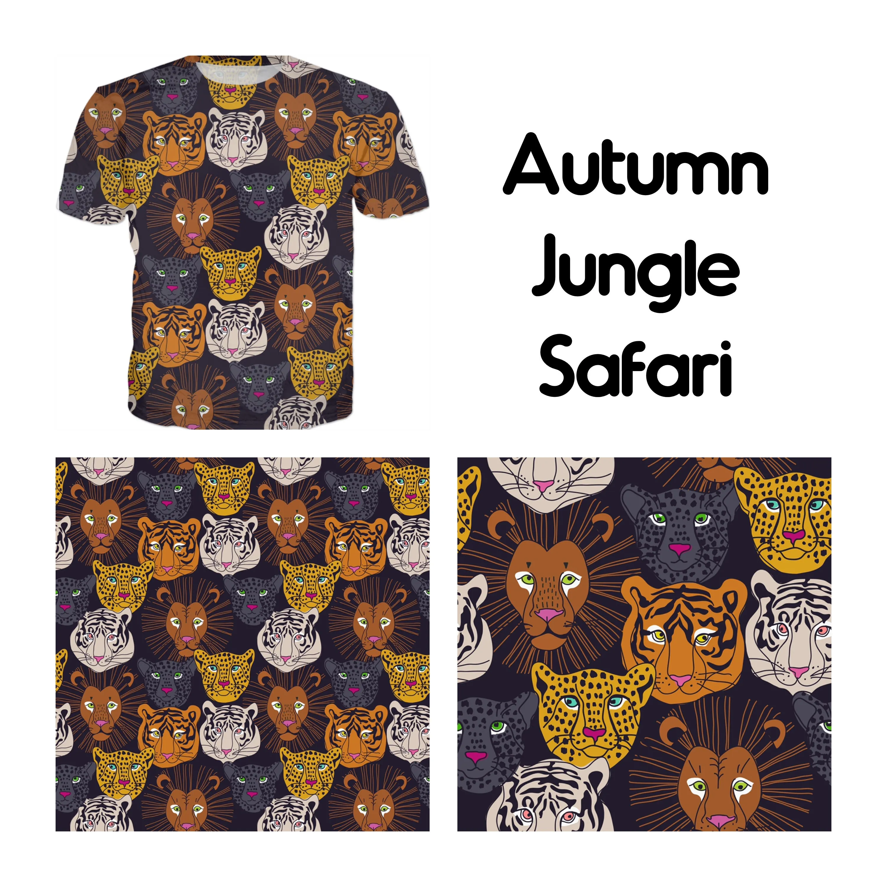 PRE ORDER Autumn Jungle Safari FRENCH TERRY- DUE IN STOCK MID DECEMBER