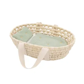 Rattan Doll Moses Basket Set - Sage