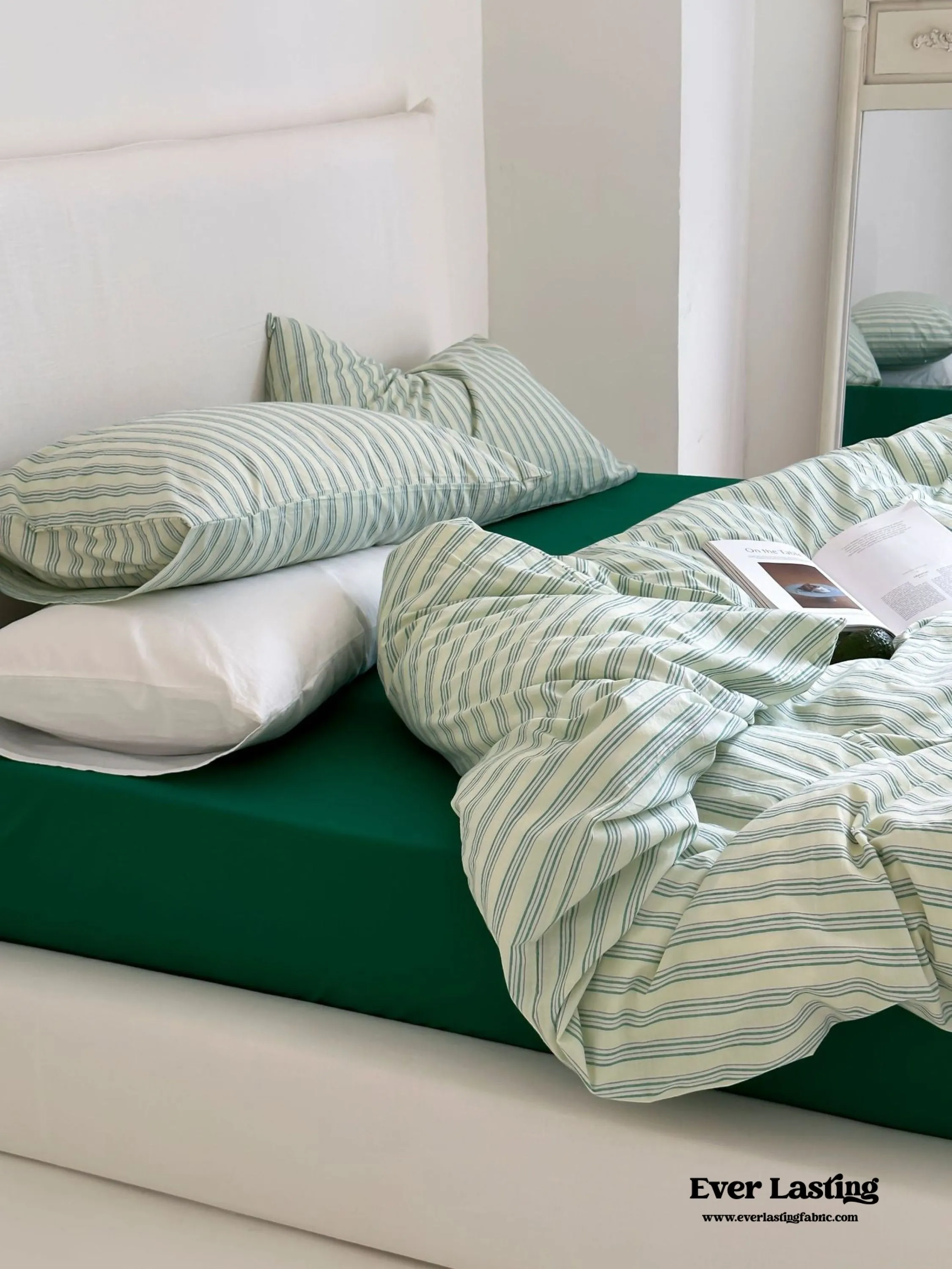 Refreshing Stripe Duvet Cover / Mint Green