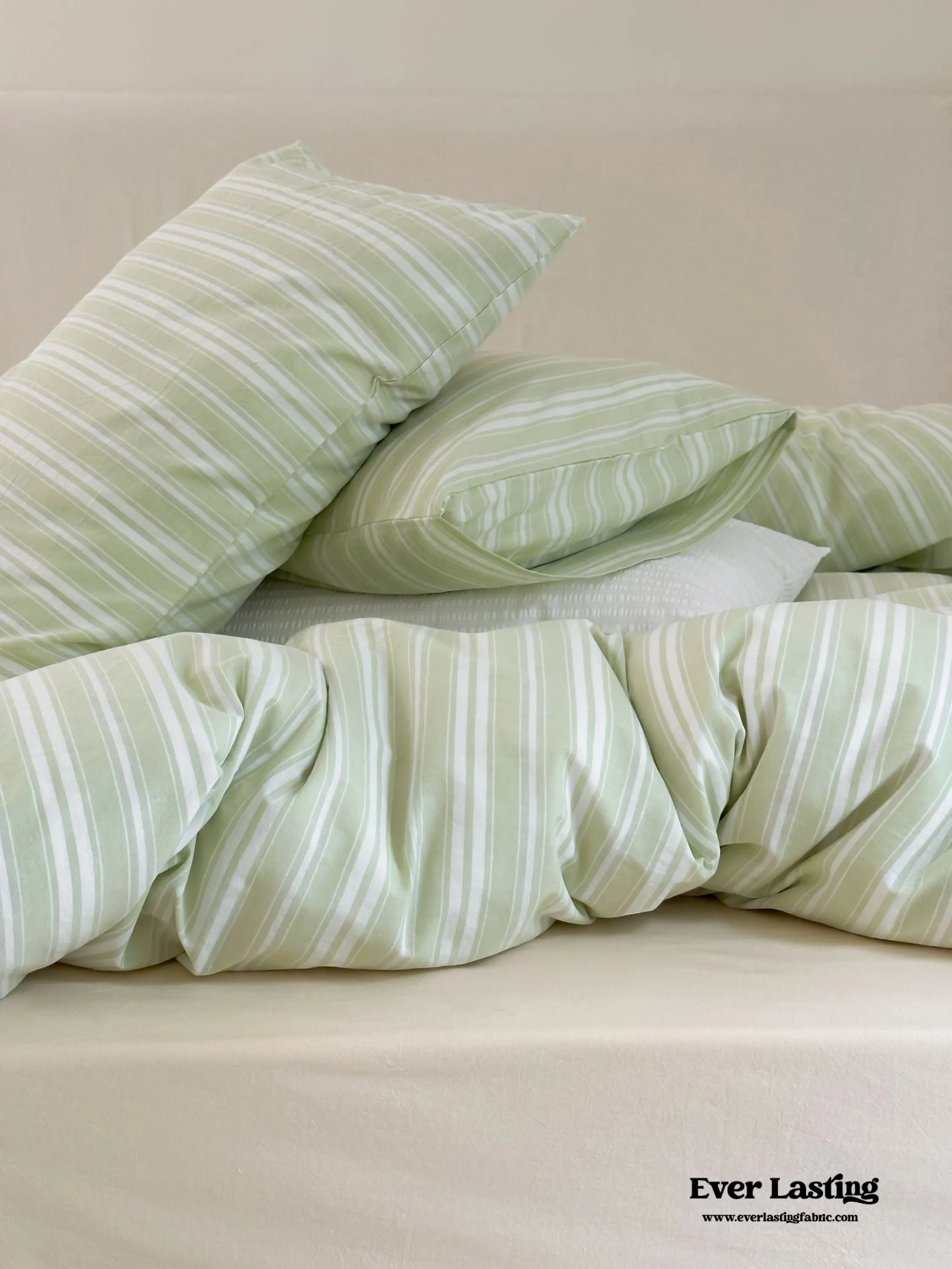 Refreshing Stripe Duvet Cover / Mint Green