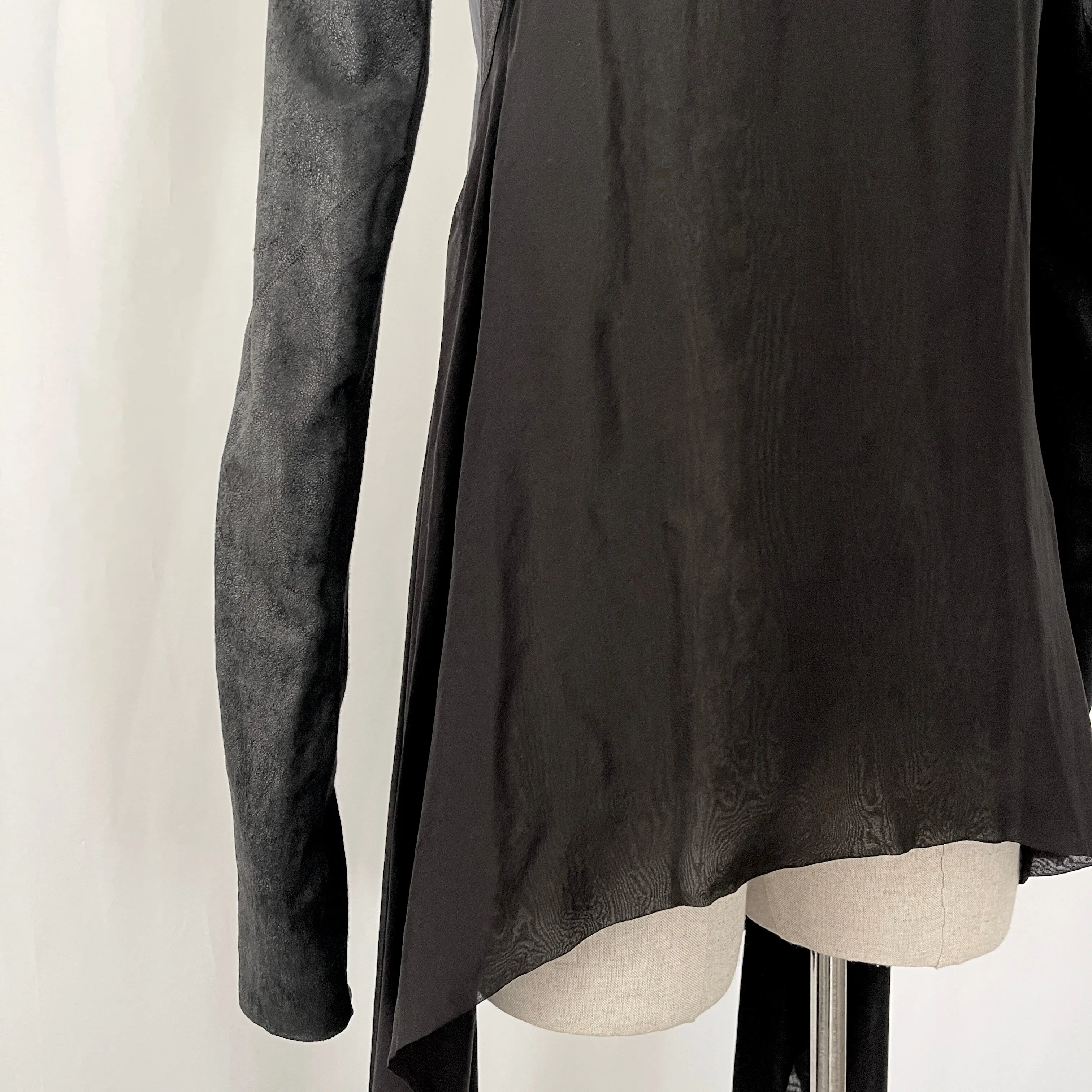 RICK OWENS Leather and Silk Cardigan