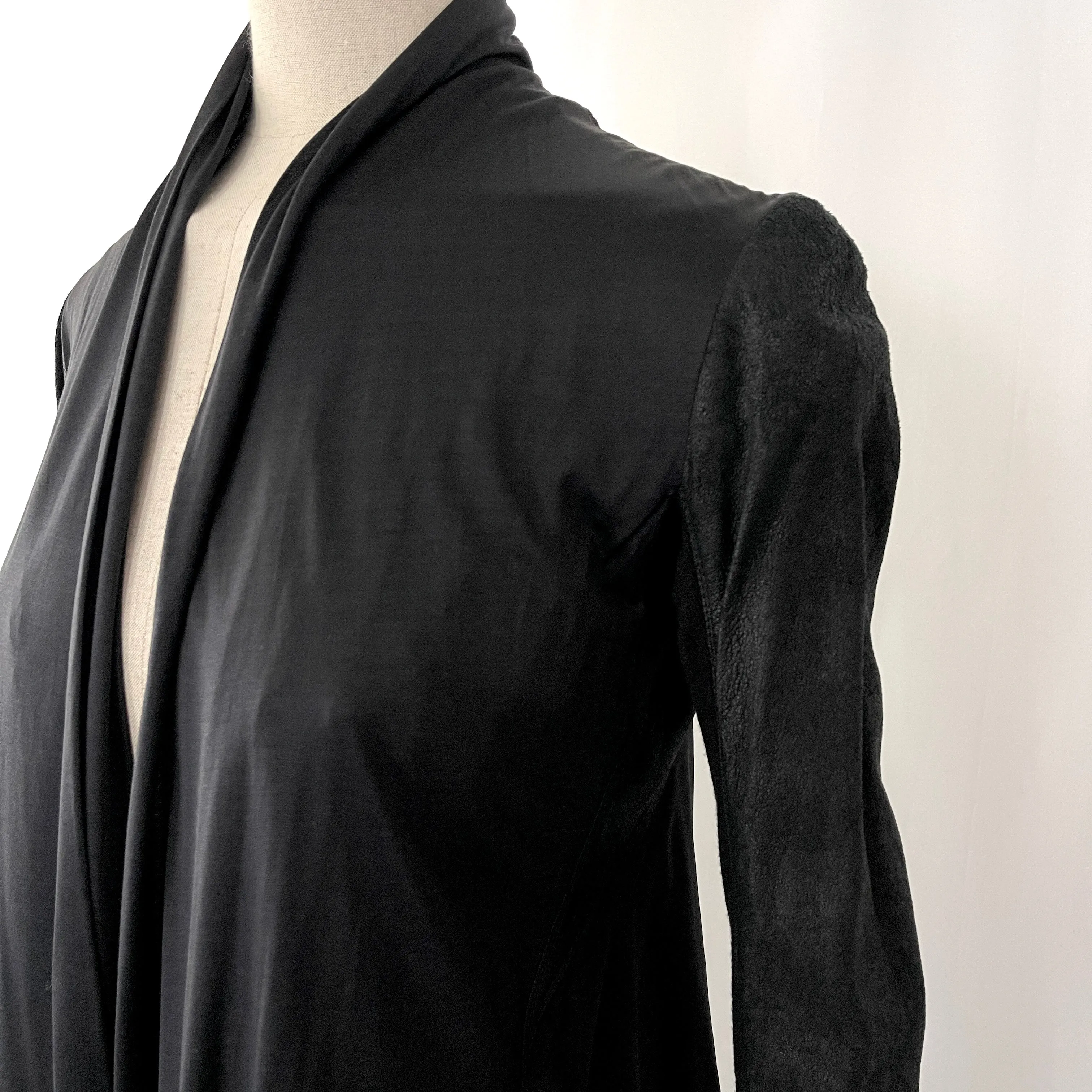 RICK OWENS Leather and Silk Cardigan